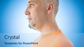  Presentation with parts - Colorful slide deck enhanced with face in two sides parts of man backdrop and a light blue colored foreground