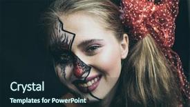  Presentation with doll - Slides having face is dead a woman background and a wine colored foreground