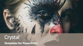  Presentation with doll - Audience pleasing theme consisting of face is dead a woman backdrop and a gray colored foreground