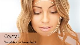  Presentation with cosmetic surgery - Slide set with face lift - picture of beautiful woman ready background and a gold colored foreground