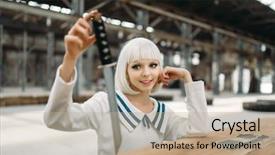  Presentation with sword - Slide set featuring face looks at the sword background and a mint green colored foreground