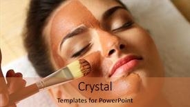  Presentation with spa salon - Audience pleasing slides consisting of face mask - portrait of young woman while backdrop and a coral colored foreground