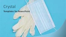  Presentation with coronavirus prevention medical - Cool new slides with face-mask-and-latex-gloves backdrop and a light blue colored foreground