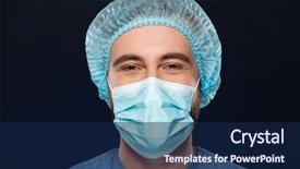  Presentation with face mask - PPT layouts featuring face mask and sterile hat background and a navy blue colored foreground