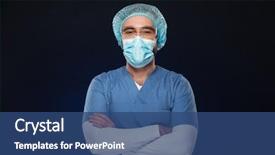  Presentation with wearing a surgical face mask - Cool new slides with face mask and sterile hat backdrop and a ocean colored foreground