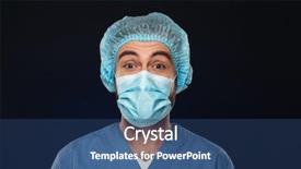 Presentation with wearing a surgical face mask - Beautiful PPT theme featuring face mask and sterile hat backdrop and a ocean colored foreground