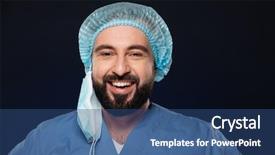  Presentation with wearing a surgical face mask - Presentation theme consisting of face mask and sterile hat background and a ocean colored foreground