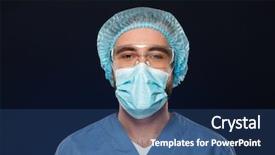  Presentation with wearing a surgical face mask - Slides featuring face mask and sterile hat background and a ocean colored foreground