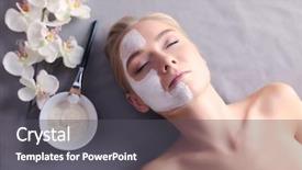  Presentation with face mask - Presentation theme consisting of face mask beautiful young girl background and a dark gray colored foreground