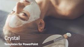  Presentation with face mask - PPT theme featuring face mask beautiful young girl background and a gray colored foreground