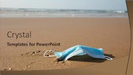  Presentation with pollution - Presentation theme having face-mask-on-the-beach background and a coral colored foreground