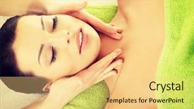  Presentation with massage therapy - Theme with face massage therapy at spa background and a yellow colored foreground