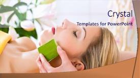  Presentation with aloe vera - Slide set featuring face massage whit aloe vera background and a sky blue colored foreground