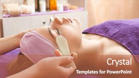  Presentation with face massage spa skin - Slide deck having face massage with jade stones background and a coral colored foreground