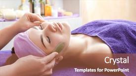  Presentation with stones - Slide set featuring face massage with jade stones background and a red colored foreground