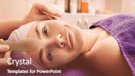  Presentation with stones - Beautiful PPT layouts featuring face massage with jade stones backdrop and a red colored foreground