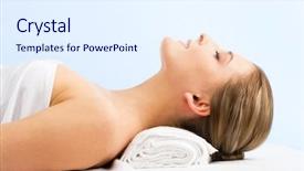 Presentation with medical spa - Theme having face medical - beautiful woman in spa center background and a sky blue colored foreground