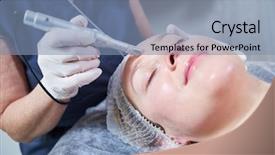  Presentation with beauty salon - Slide set featuring face medical - cosmetology female facial skin beauty background and a seafoam green colored foreground