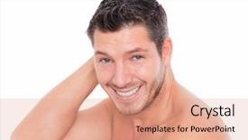  Presentation with huda beauty - Presentation enhanced with face medical - male beauty smiling and laughing background and a coral colored foreground