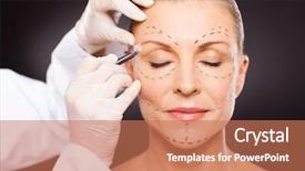  Presentation with correction - Colorful theme enhanced with face medical - middle aged woman with correction backdrop and a coral colored foreground