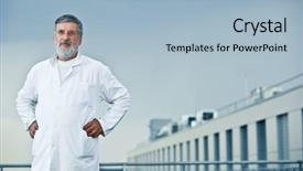  Presentation with roof - Beautiful PPT theme featuring face medical - renowned scientist doctor standing backdrop and a light blue colored foreground