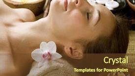  Presentation with medical spa - PPT layouts having face medical - spa woman background and a tawny brown colored foreground