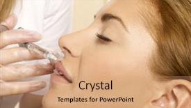  Presentation with injection - Presentation consisting of face medical - young beautiful woman having background and a  colored foreground