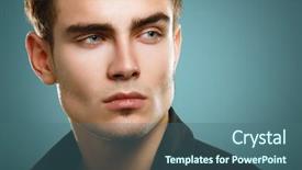  Presentation with black man fashion - Cool new slide set with face men - trendy young man in black backdrop and a ocean colored foreground