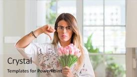  Presentation with pink home office - Amazing slide set having face negative sign showing dislike backdrop and a  colored foreground