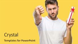  Presentation with giving - Beautiful presentation theme featuring face negative sign showing dislike backdrop and a yellow colored foreground