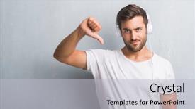  Presentation with music headphones - Colorful presentation theme enhanced with face negative sign showing dislike backdrop and a light gray colored foreground