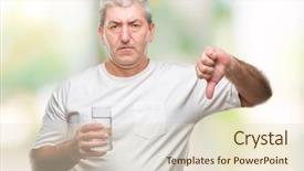  Presentation with child drinking water from glass - Theme with face negative sign showing dislike background and a  colored foreground