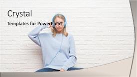  Presentation with listening woman - Beautiful presentation featuring face negative sign showing dislike backdrop and a sky blue colored foreground