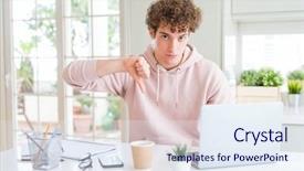  Presentation with student - Presentation theme having face negative sign showing dislike background and a sky blue colored foreground