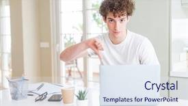  Presentation with student - Beautiful PPT theme featuring face negative sign showing dislike backdrop and a sky blue colored foreground