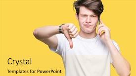  Presentation with smartphone - Colorful theme enhanced with face negative sign showing dislike backdrop and a  colored foreground