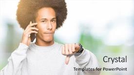  Presentation with african american in technology - Slides having face negative sign showing dislike background and a  colored foreground