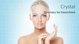  Presentation with face recognition security - Presentation design consisting of face-of-a-beautifyl-girl background and a cool aqua colored foreground