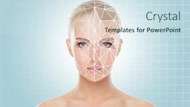  Presentation with face recognition security - Beautiful PPT layouts featuring face-of-a-beautifyl-girl backdrop and a sky blue colored foreground