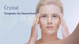  Presentation with face recognition security - PPT layouts featuring face-of-a-beautifyl-girl background and a sky blue colored foreground