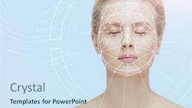  Presentation with face recognition security - PPT theme enhanced with face-of-a-beautifyl-girl background and a sky blue colored foreground
