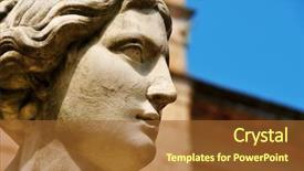  Presentation with classic - Amazing PPT theme having face of a classic statue backdrop and a  colored foreground