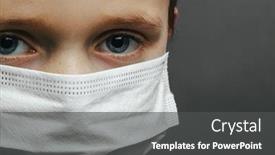  Presentation with face mask - Cool new PPT theme with face-of-a-mask-wearing backdrop and a dark gray colored foreground