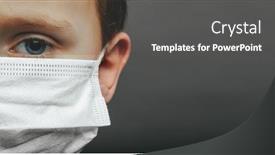  Presentation with face mask - Slides featuring face-of-a-mask-wearing background and a dark gray colored foreground