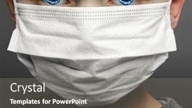  Presentation with face mask - Presentation theme featuring face-of-a-mask-wearing background and a gray colored foreground