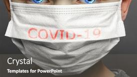  Presentation with face mask - Colorful slide deck enhanced with face-of-a-mask-wearing backdrop and a gray colored foreground