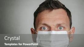  Presentation with face mask - Colorful PPT theme enhanced with face-of-a-mask-wearing backdrop and a gray colored foreground