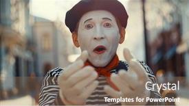  Presentation with mime - Cool new PPT theme with face-of-a-mime backdrop and a coral colored foreground