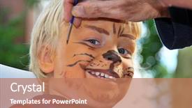  Presentation with lion - PPT layouts consisting of face of a young child background and a coral colored foreground