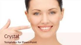  Presentation with teeth - Presentation theme enhanced with face-of-beautiful-woman-showing background and a  colored foreground